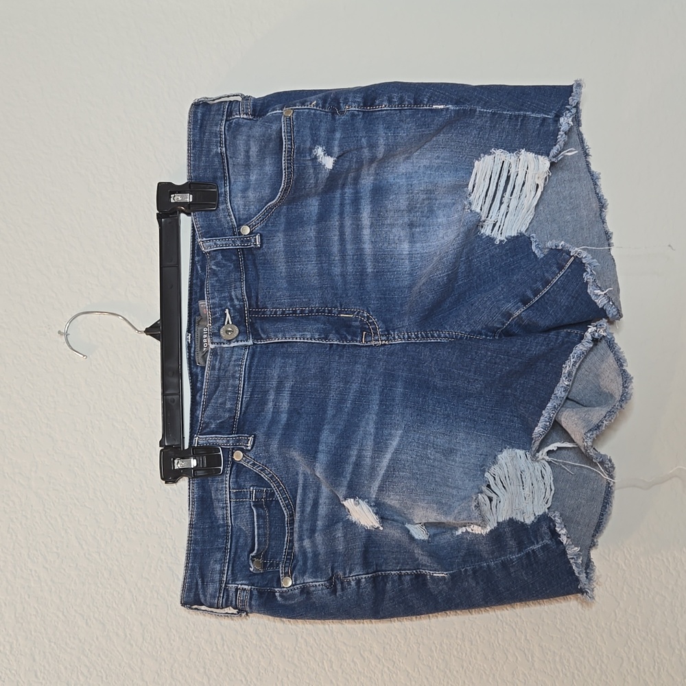 Torrid Destructed Denim Shorts